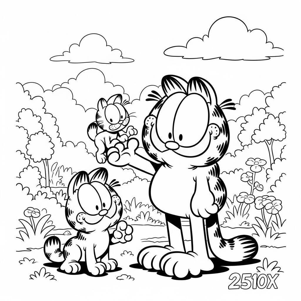 Coloriage Garfield et son ami chat