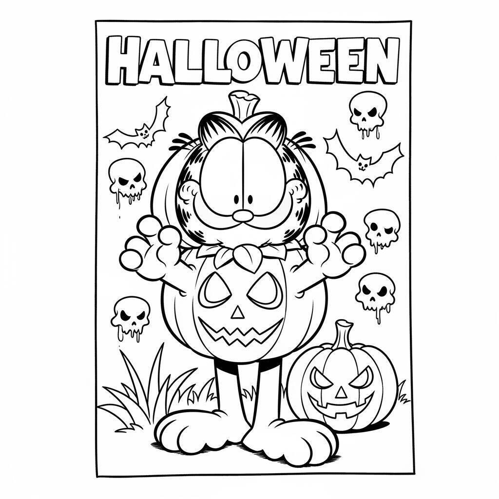 Coloriage Garfield à Halloween
