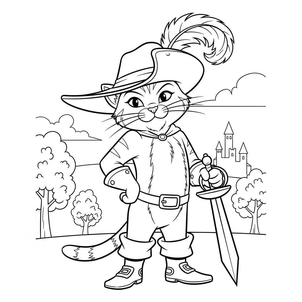 Desenho-do-Gato-de-Botas-do-Shrek-para-Colorir Desenho do Gato de Botas do Shrek para Colorir