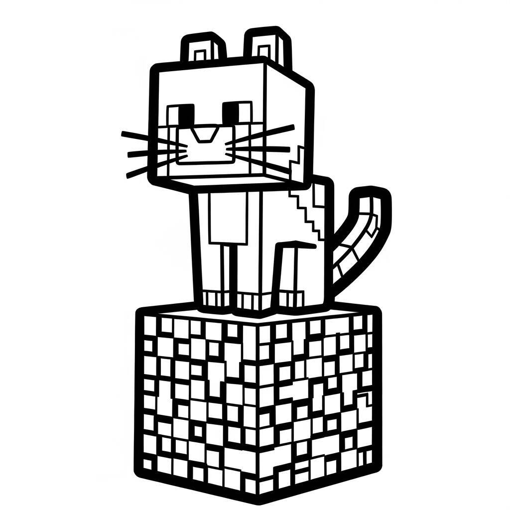 Desenho do Gato de Minecraft para Colorir