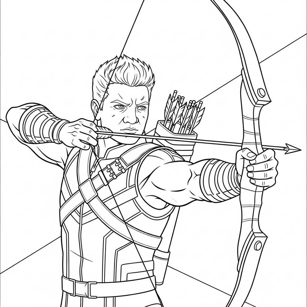 Desenho do Gavião Arqueiro Vingadores para Colorir