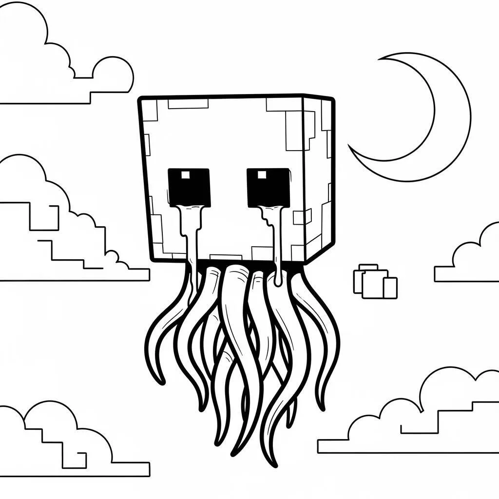 Desenho do Ghast de Minecraft para Colorir