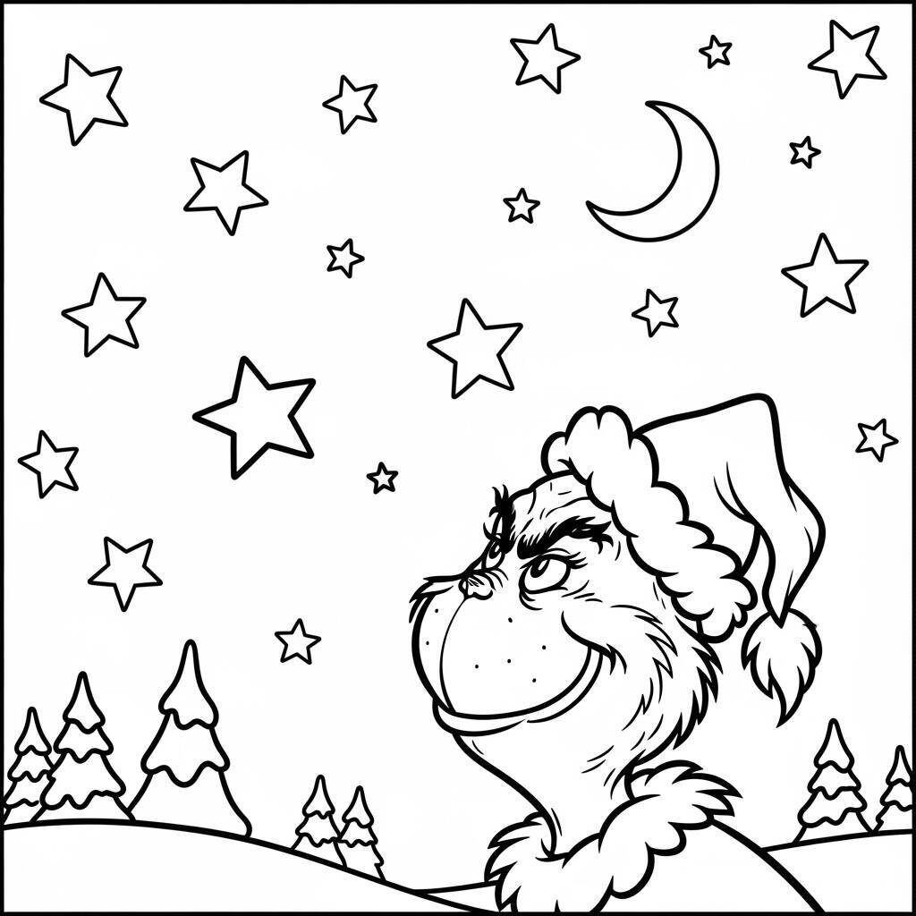 Ausmalbilder „Grinch und Heiligabend“.
