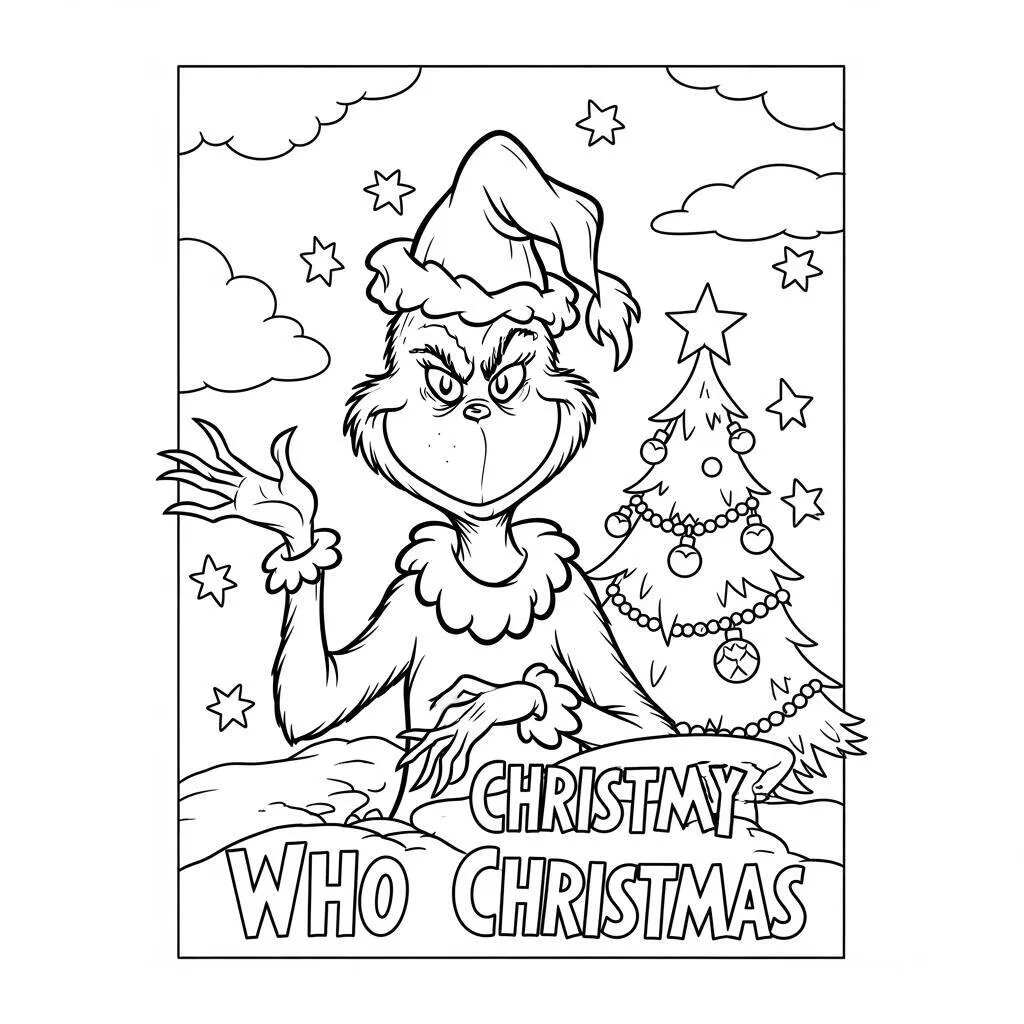 Desenho do Grinch e os Who de Whoville para Colorir