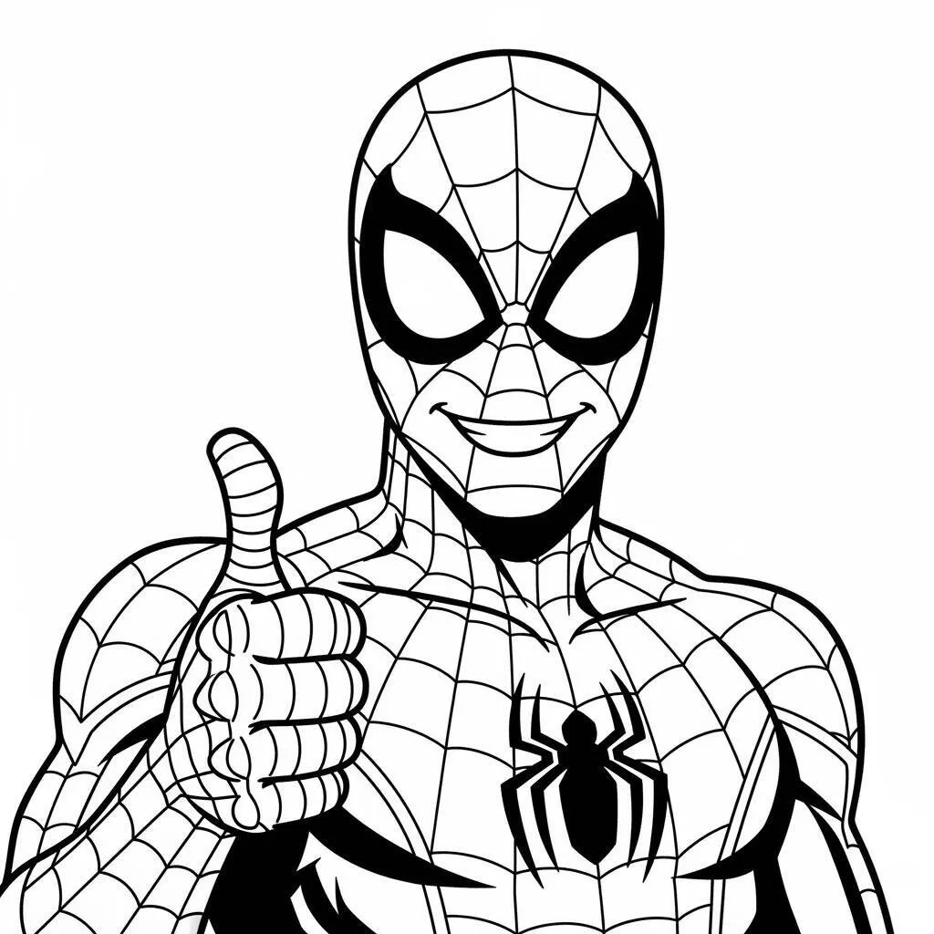 Desenho-do-Homem-Aranha-Com-um-Sorriso-para-Colorir Desenho do Homem Aranha Com um Sorriso para Colorir