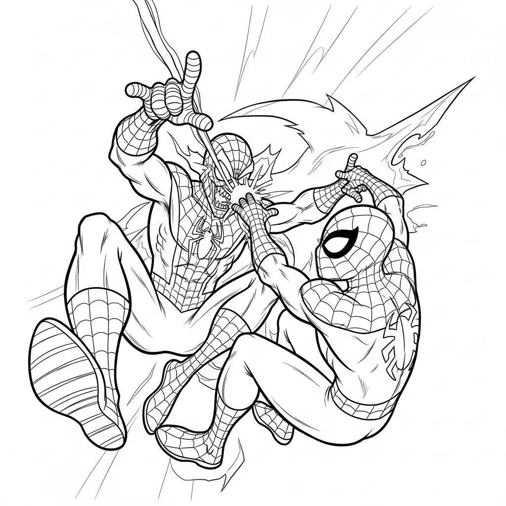 Desenho do Homem Aranha e o Duende Verde para Colorir