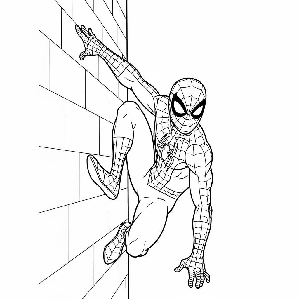 Desenho do Homem Aranha e o Escalador para Colorir