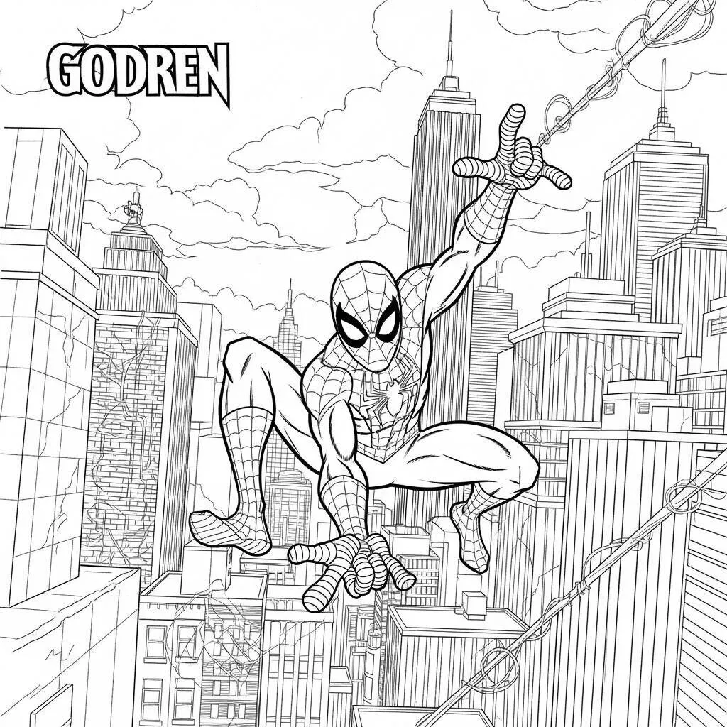 Desenho do Homem Aranha em Ação para Colorir