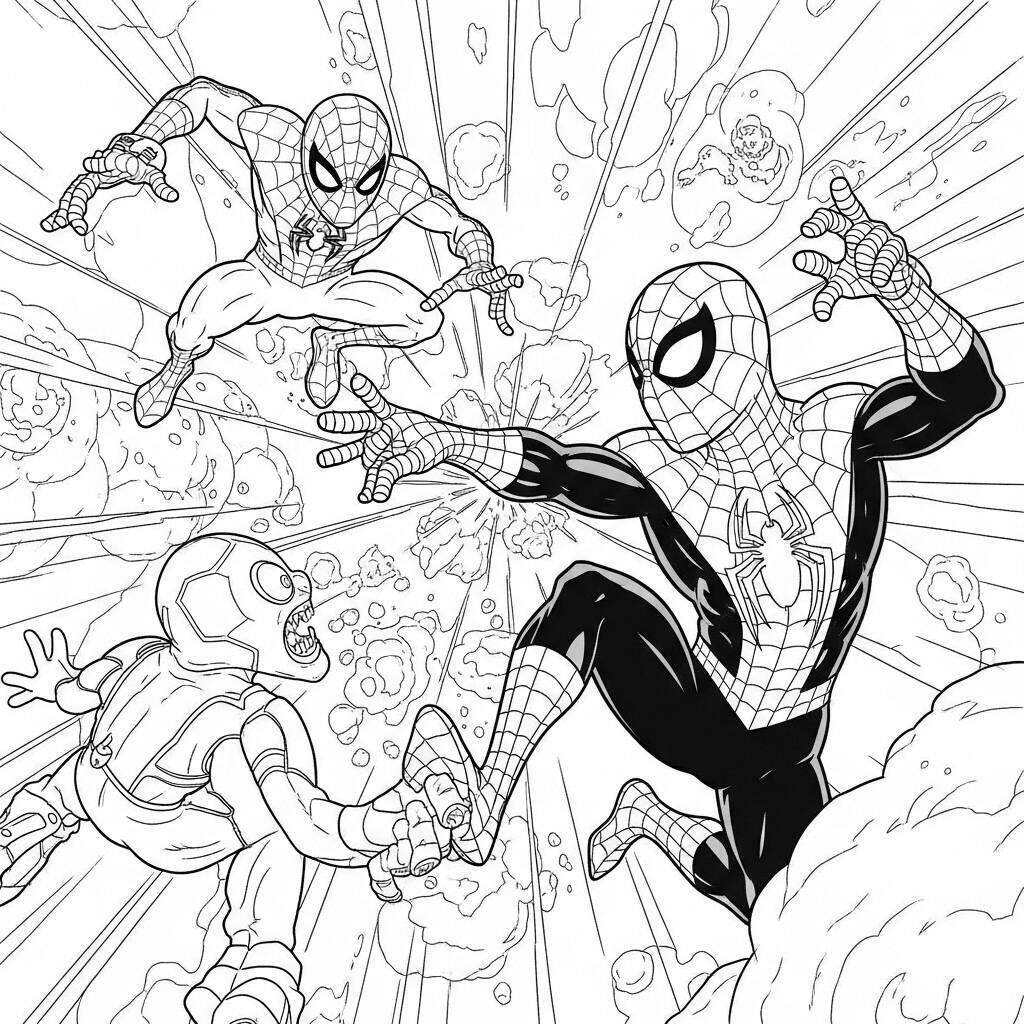 Desenho do Homem Aranha em Aventura Espacial para Colorir