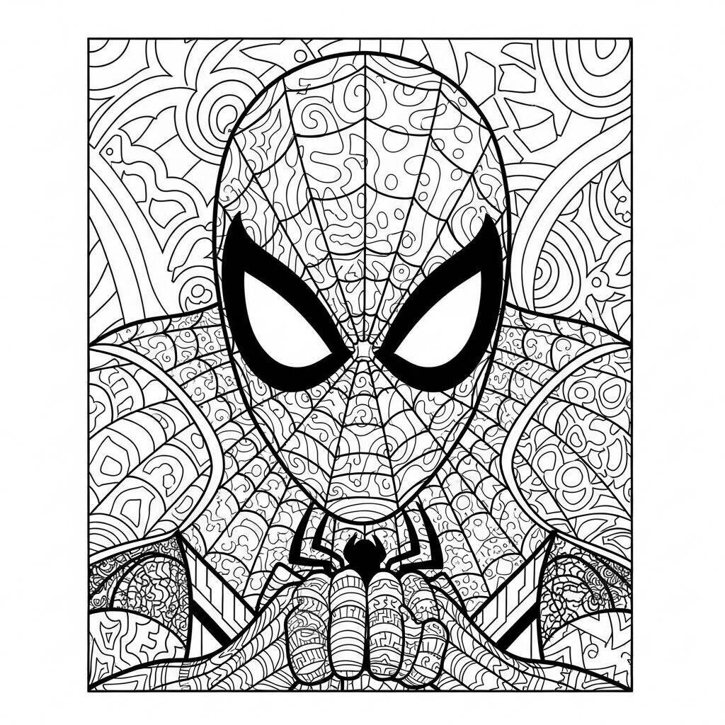 Desenho do Homem Aranha em um Estilo Artístico para Colorir