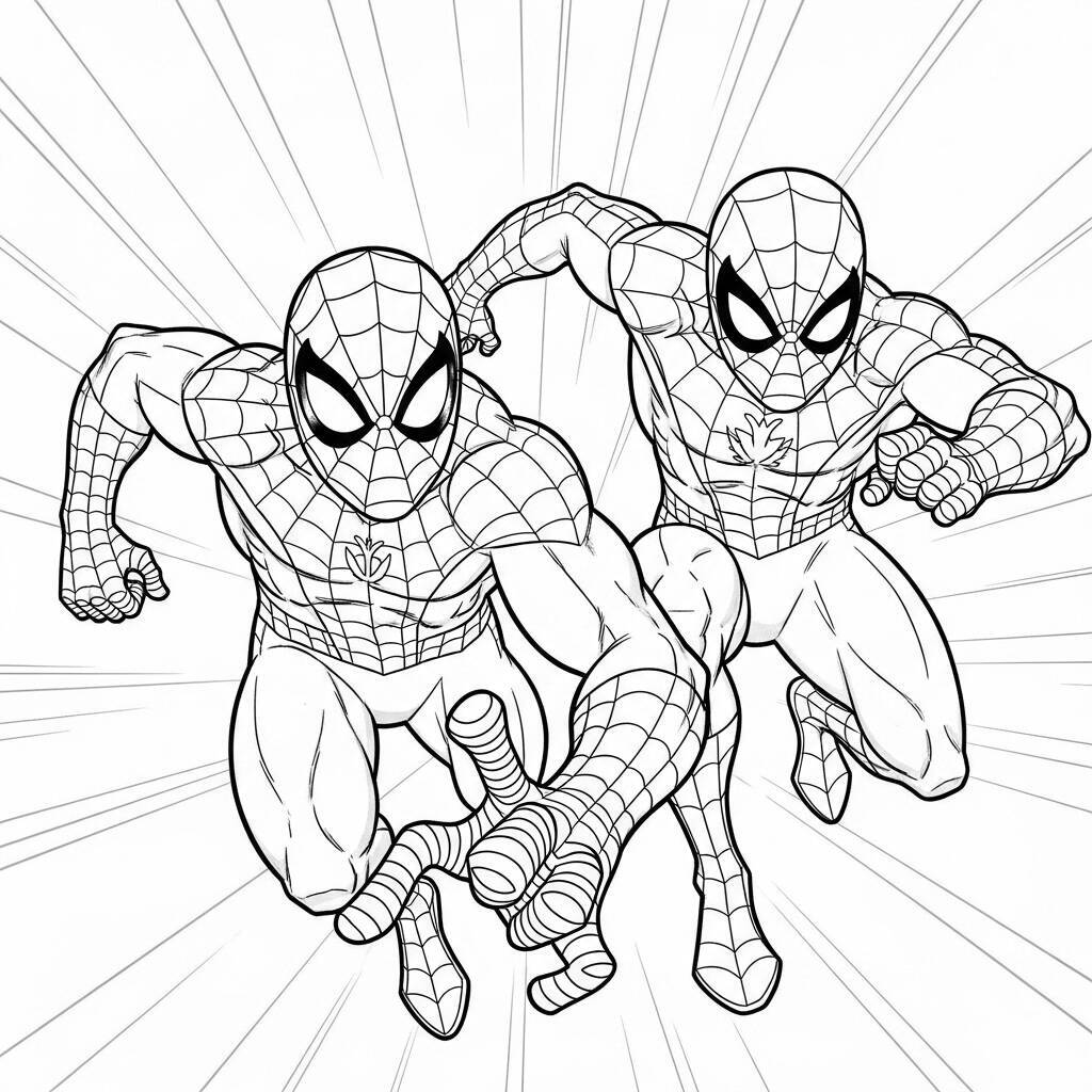 Desenho do Homem Aranha em uma Corrida para Colorir