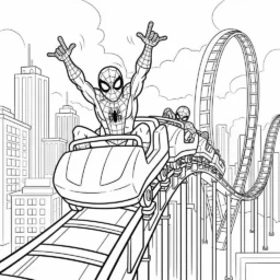 Desenho do Homem Aranha em uma Montanha-Russa para Colorir