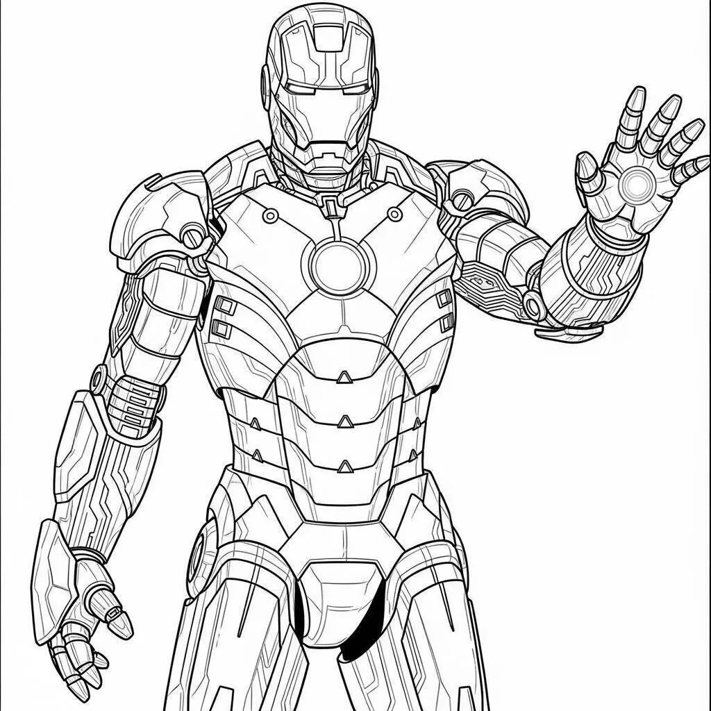 Desenho do Homem de Ferro em seu traje clássico para colorir