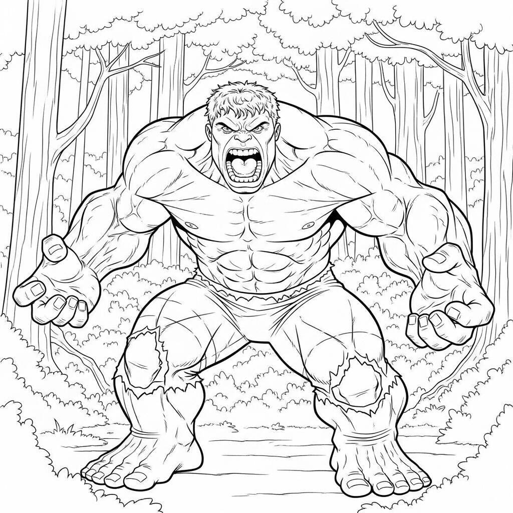 Desenho do Hulk Rugindo para Colorir