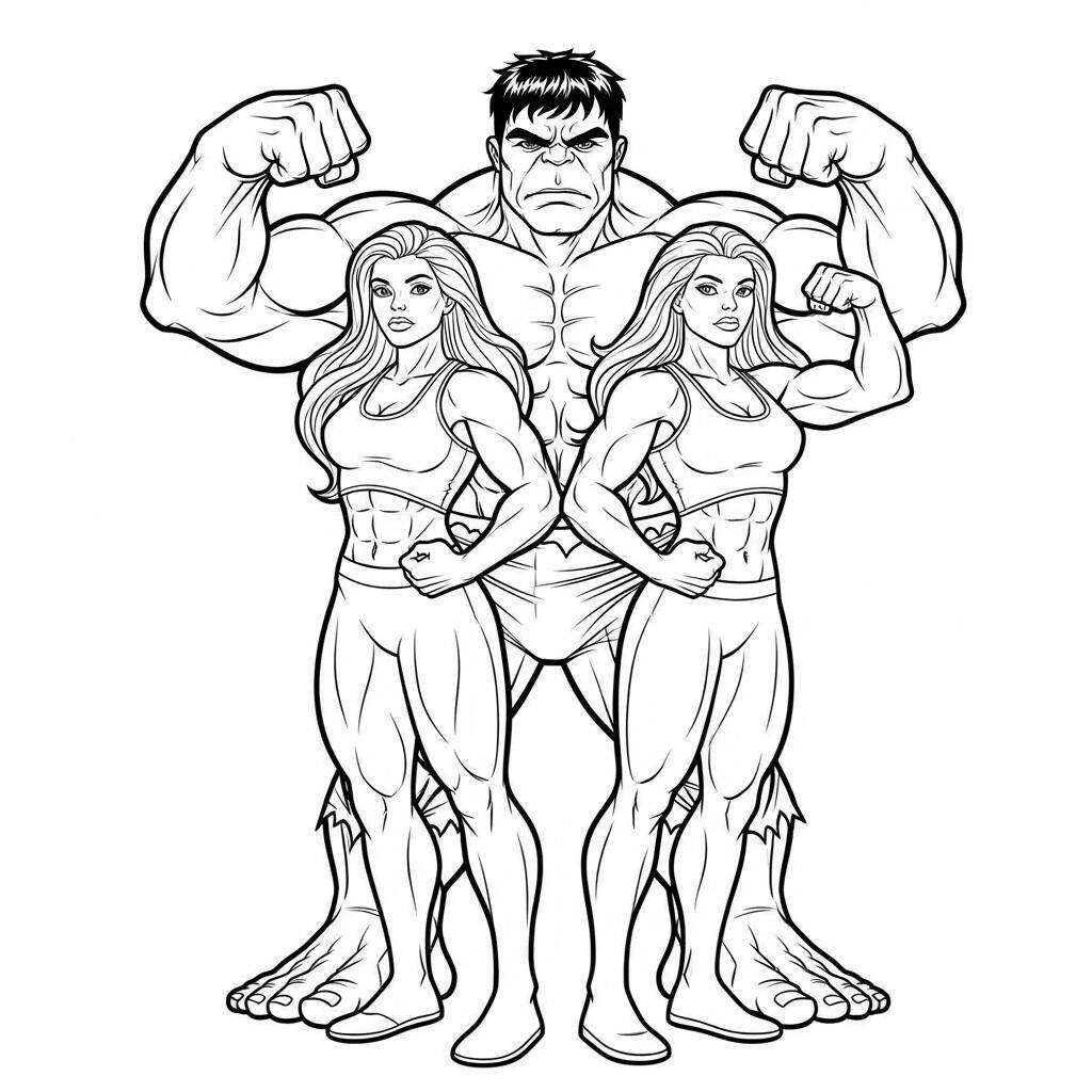 Desenho do Hulk e a Hulk Mulher para Colorir