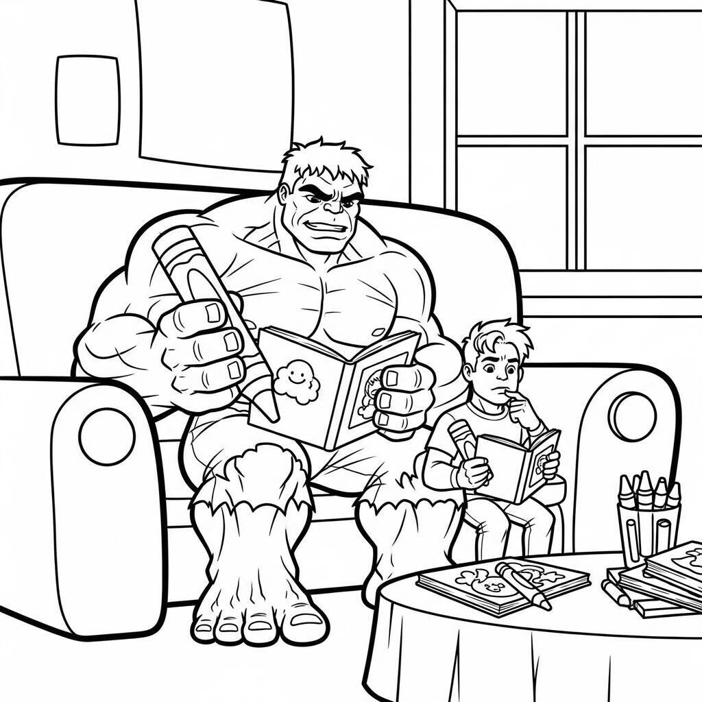 Desenho do Hulk e seu Melhor Amigo para Colorir