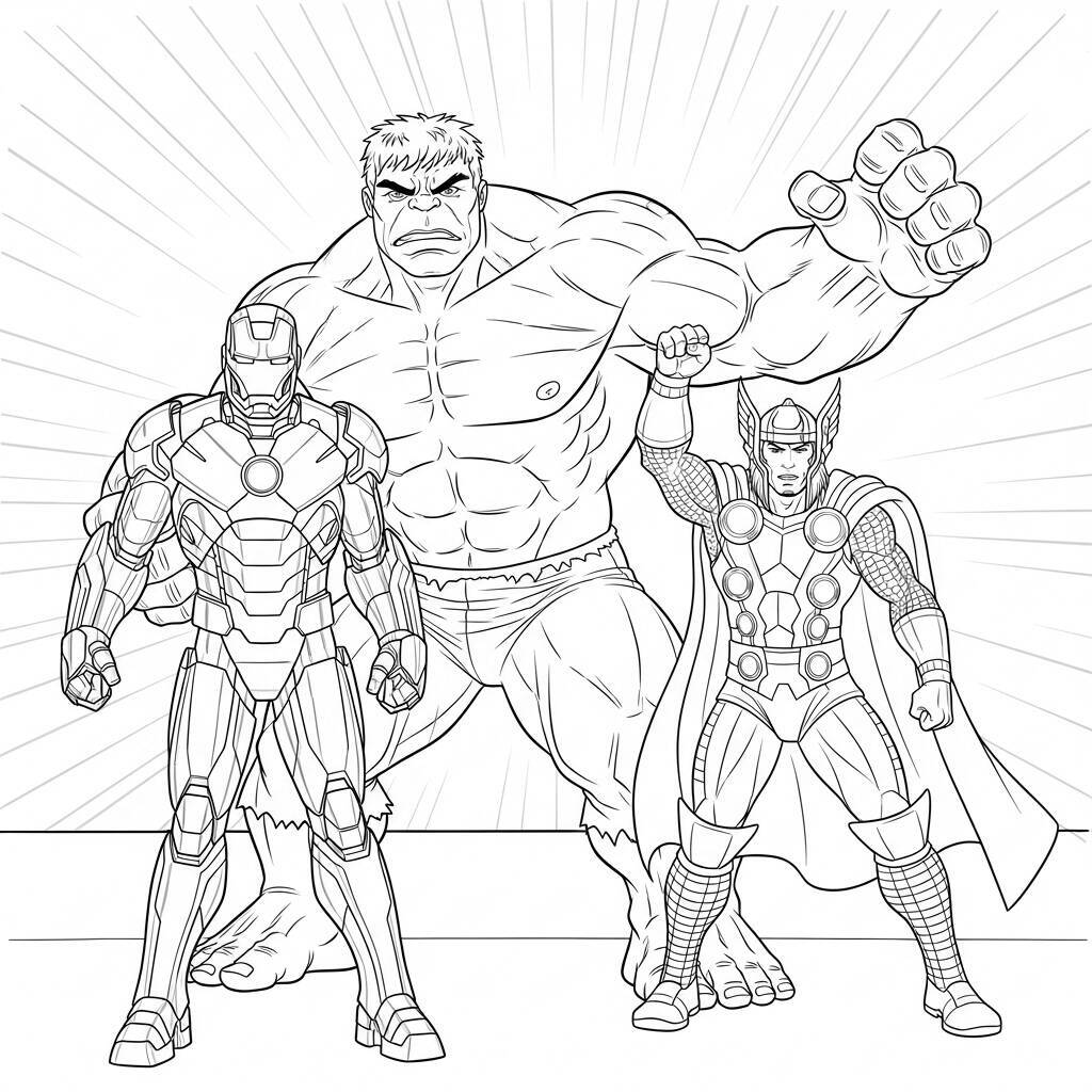 Desenho do Hulk e seus Amigos para Colorir