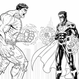 Desenho do Hulk e um Super-herói Novo para Colorir