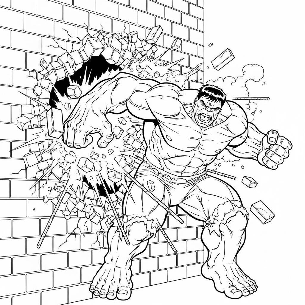 Desenho do Hulk em Ação para Colorir