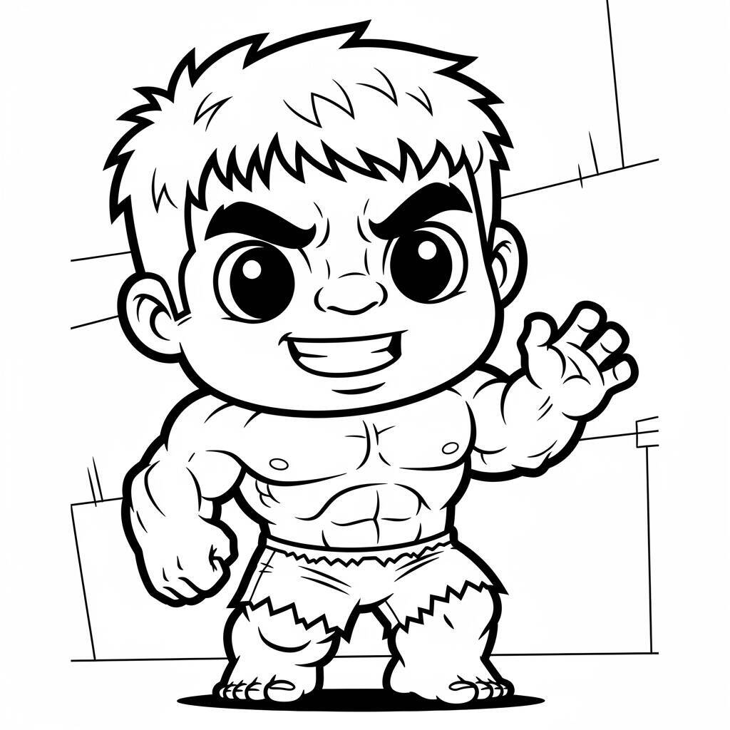Desenho do Hulk em Estilo Kawaii para Colorir