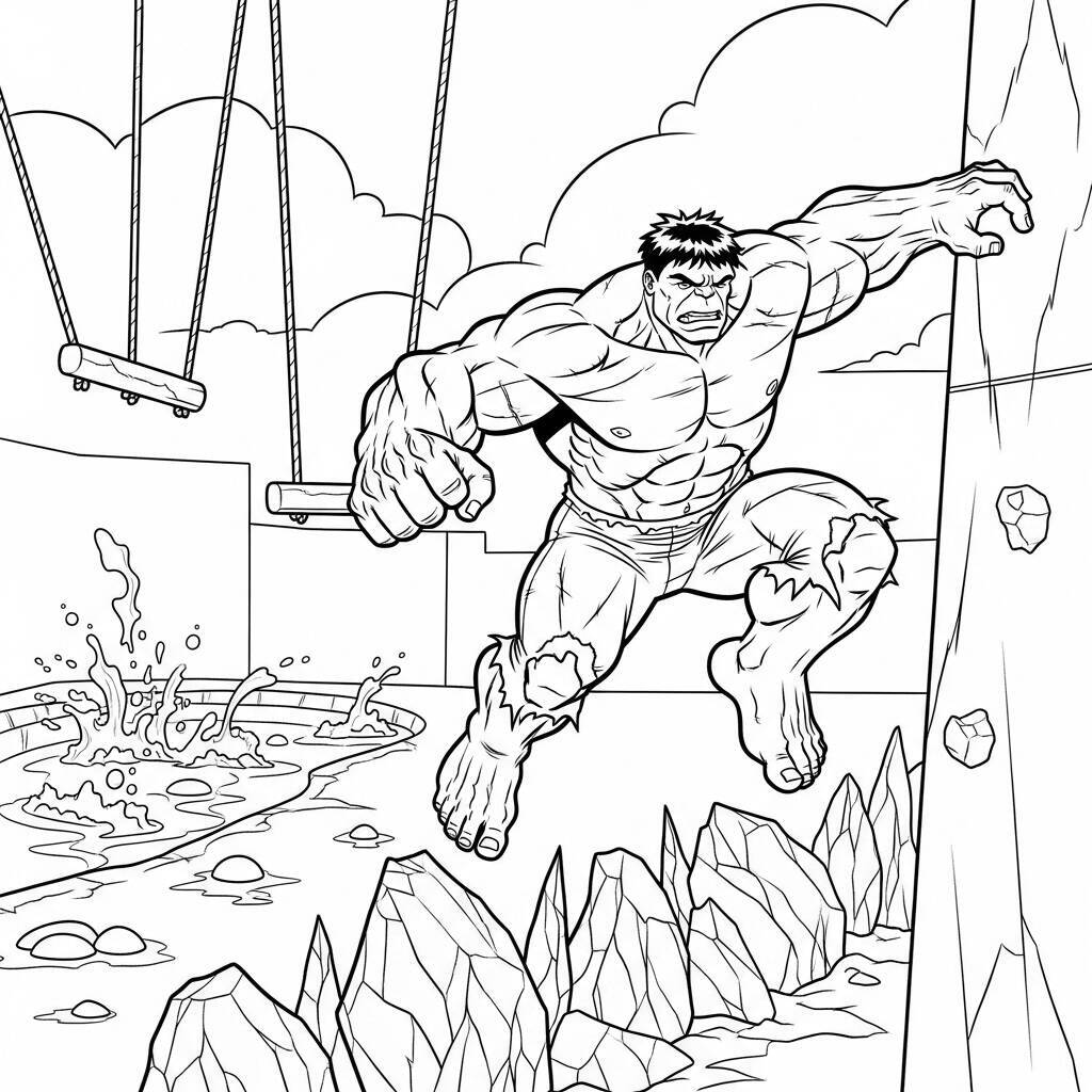 Desenho do Hulk em um Caminho de Aventura para Colorir