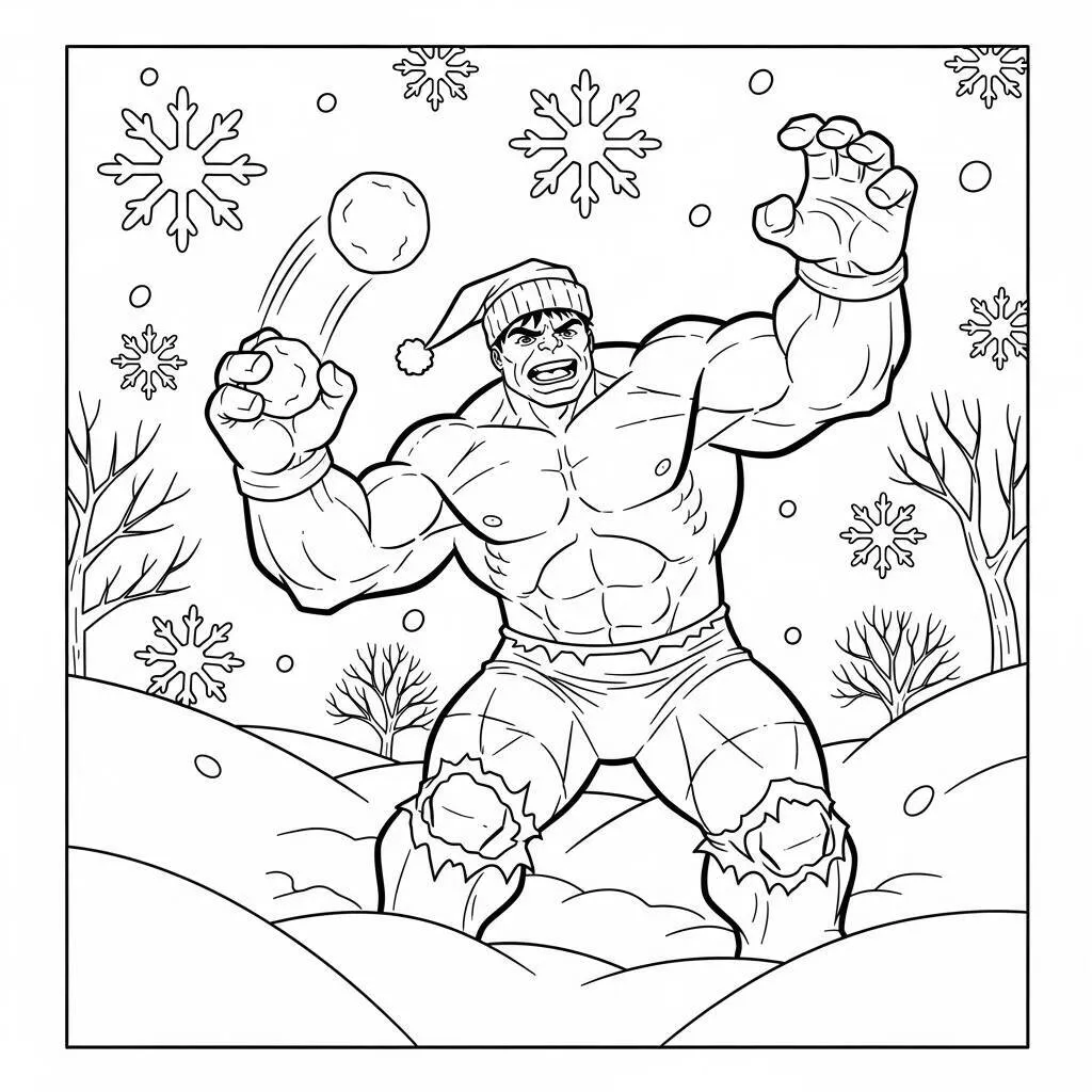 Desenho-do-Hulk-em-um-Dia-de-Inverno-para-Colorir Desenho do Hulk em um Dia de Inverno para Colorir