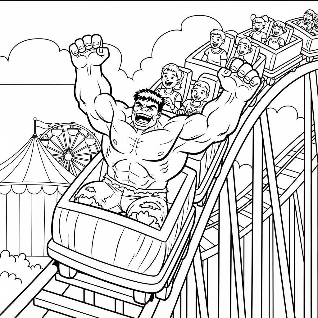 Desenho do Hulk na Montanha-russa para Colorir
