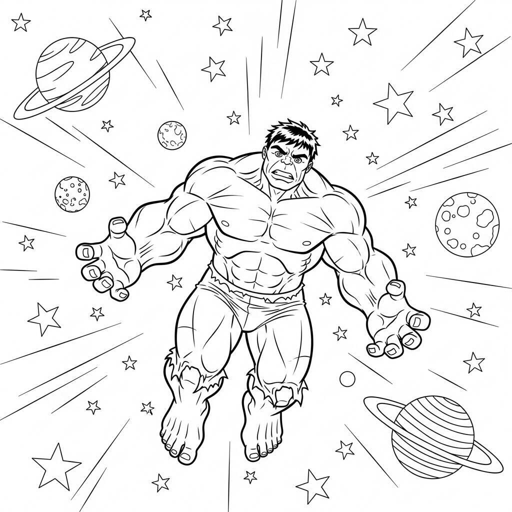 Desenho do Hulk no Espaço para Colorir