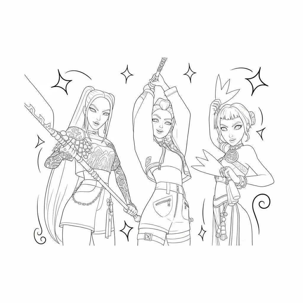 Desenho do Huntrix para colorir Desenho do Huntrix para colorir