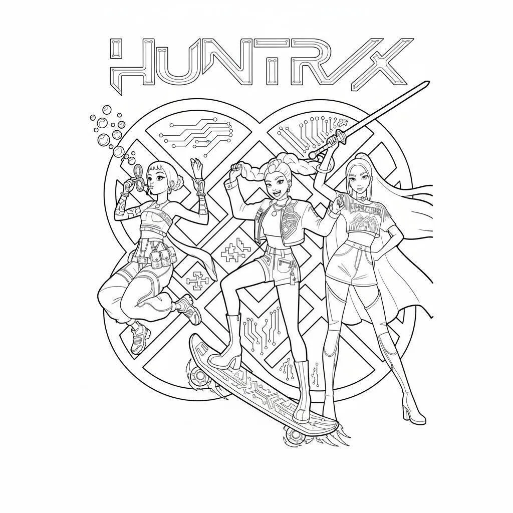 Desenho do Huntrix para colorir Desenho do Huntrix para colorir