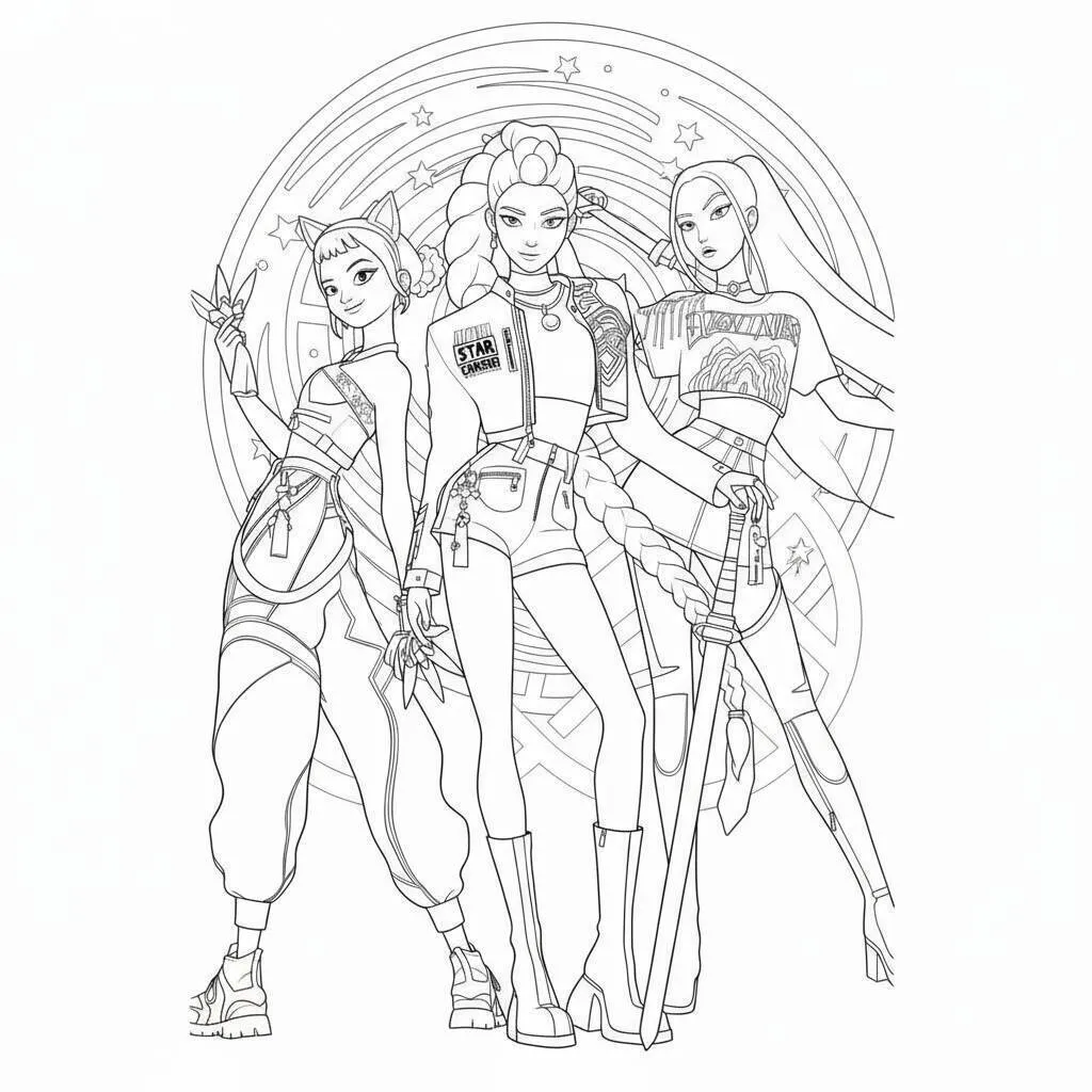 Desenho do Huntrix para colorir Desenho do Huntrix para colorir