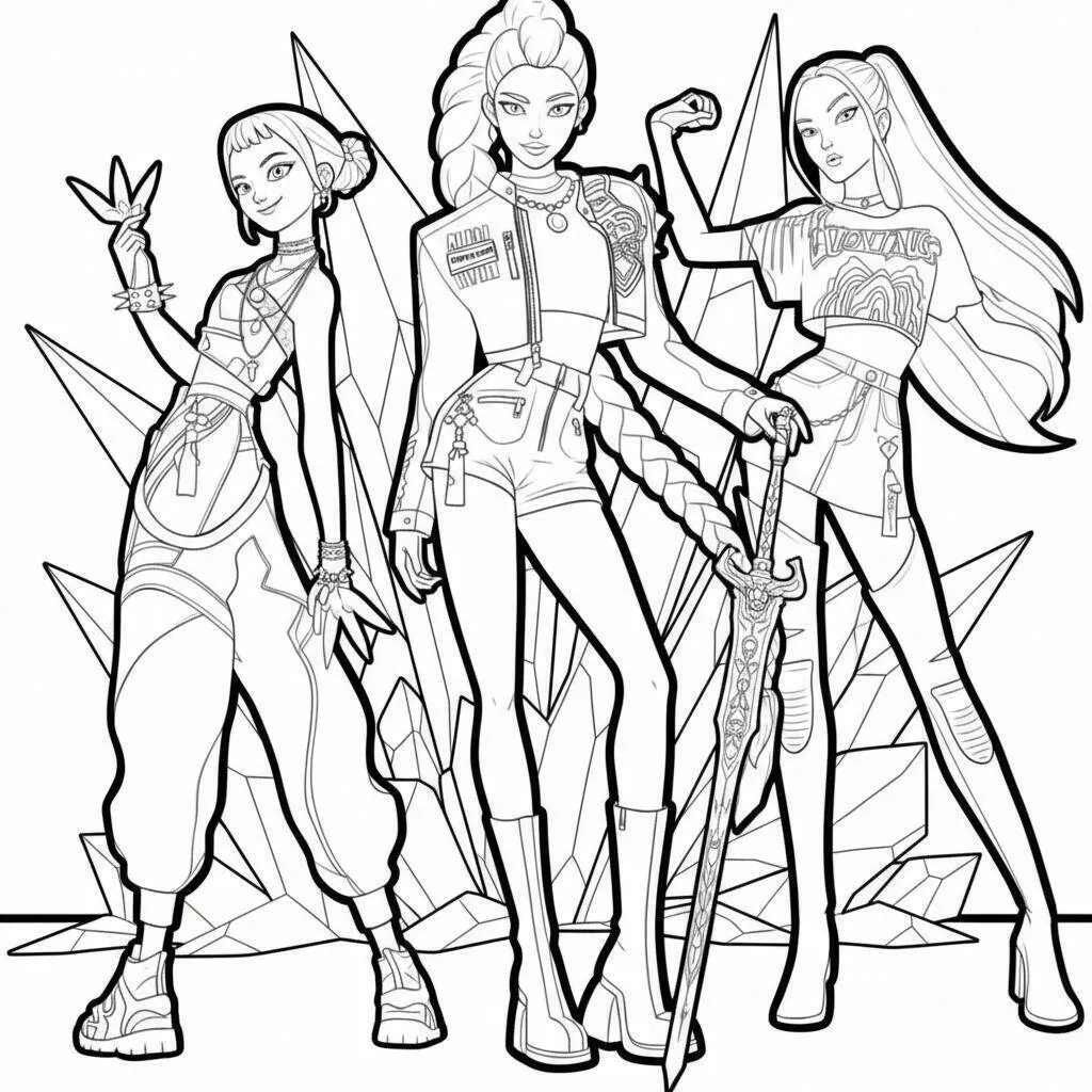 Desenho do Huntrix para colorir Desenho do Huntrix para colorir