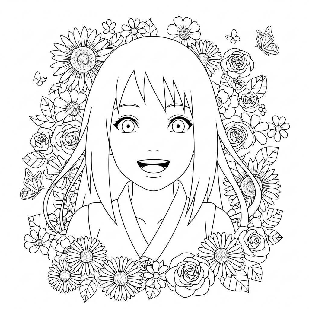 Ino's Coloring Page in Cute Style