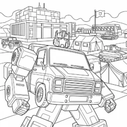Desenho do Ironhide em uma base militar para Colorir