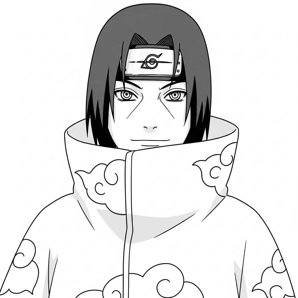 Itachi Coloring Page in Simple Style