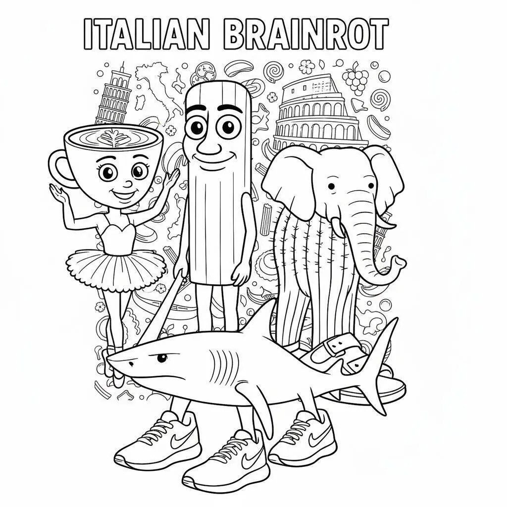 Desenho do Italian Brainrot para colorir
