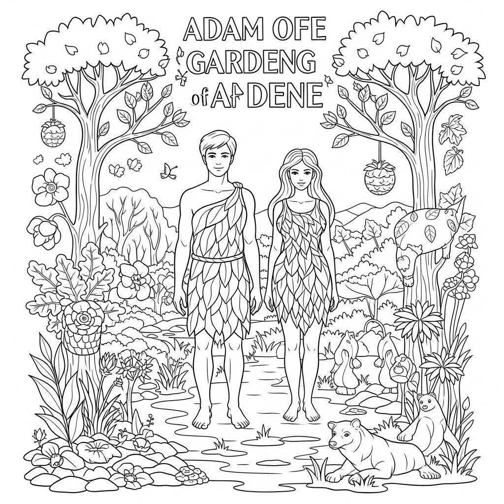 Desenho do Jardim do Éden para Colorir