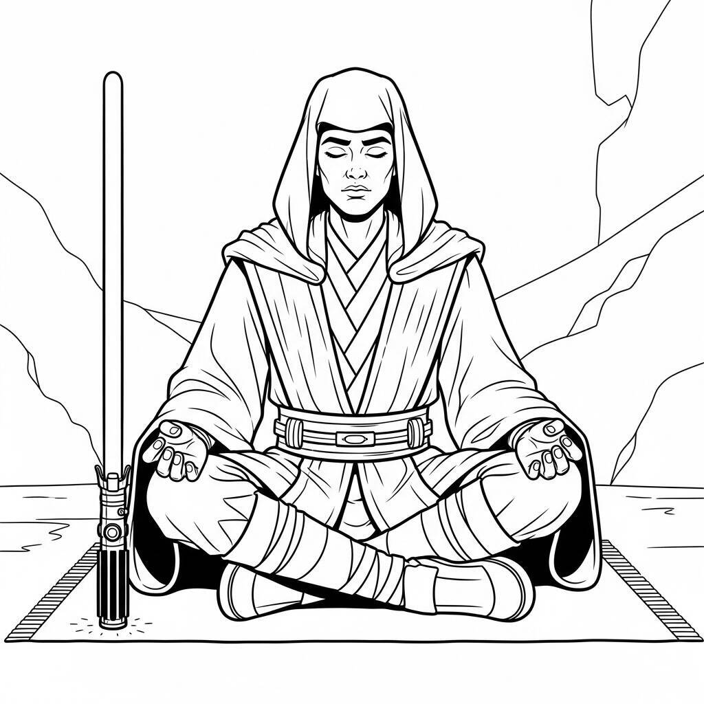 Desenho do Jedi em Meditação para Colorir