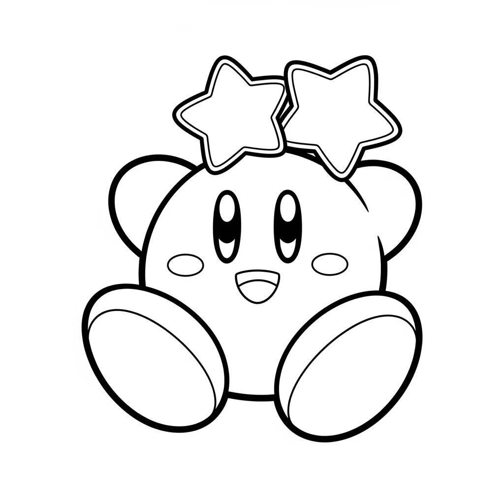 Desenho do Kirby Kawaii para Colorir