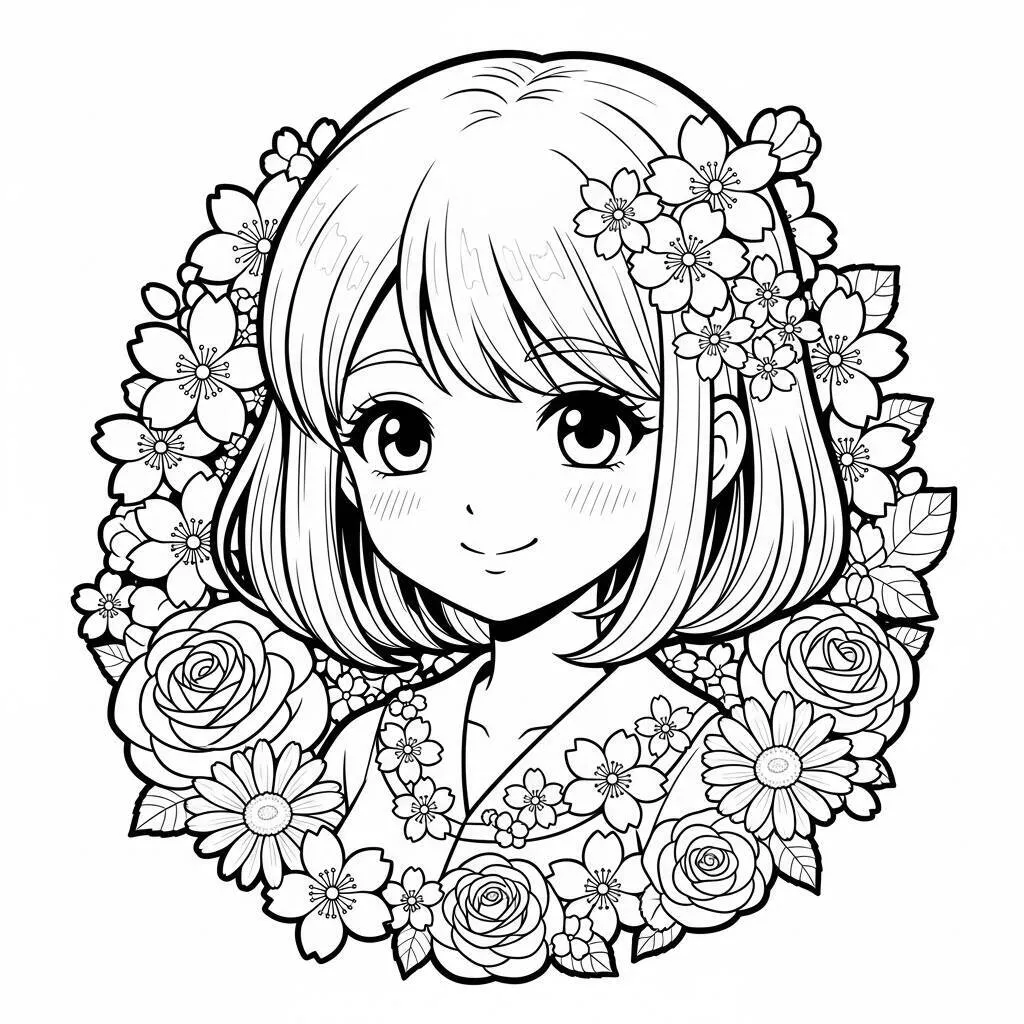 Desenho-do-Kurenai-em-Estilo-Kawaii-para-Colorir Coloriage de style Kurenai Kawaii