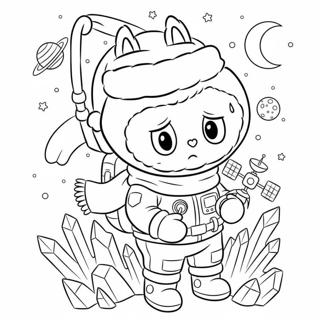 Desenho do Labubu Astronauta para colorir