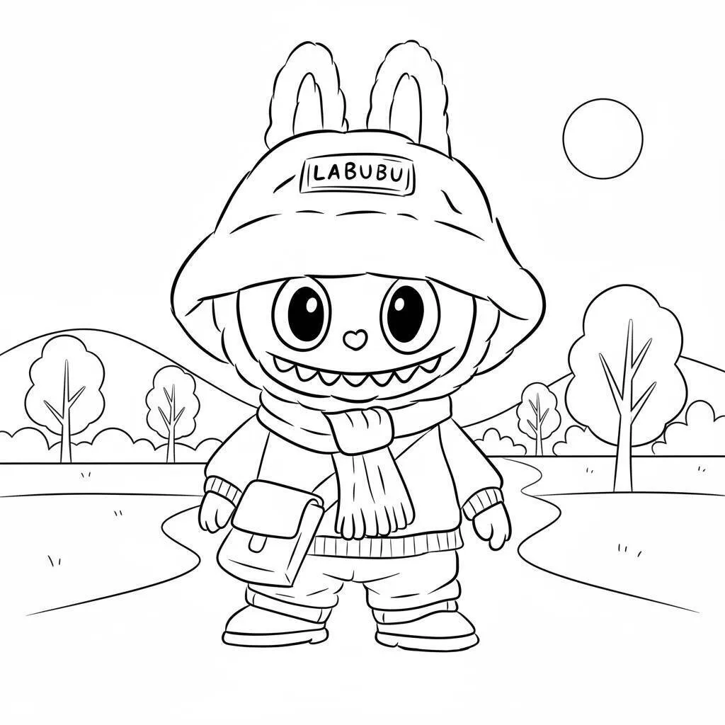 Desenho do Labubu Aventureiro para colorir