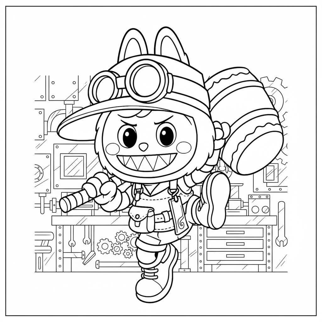 Desenho do Labubu Aventureiro para colorir