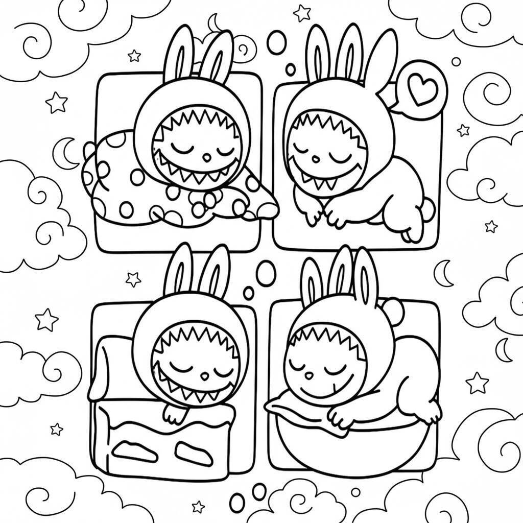 Desenho do Labubu Dormindo para colorir