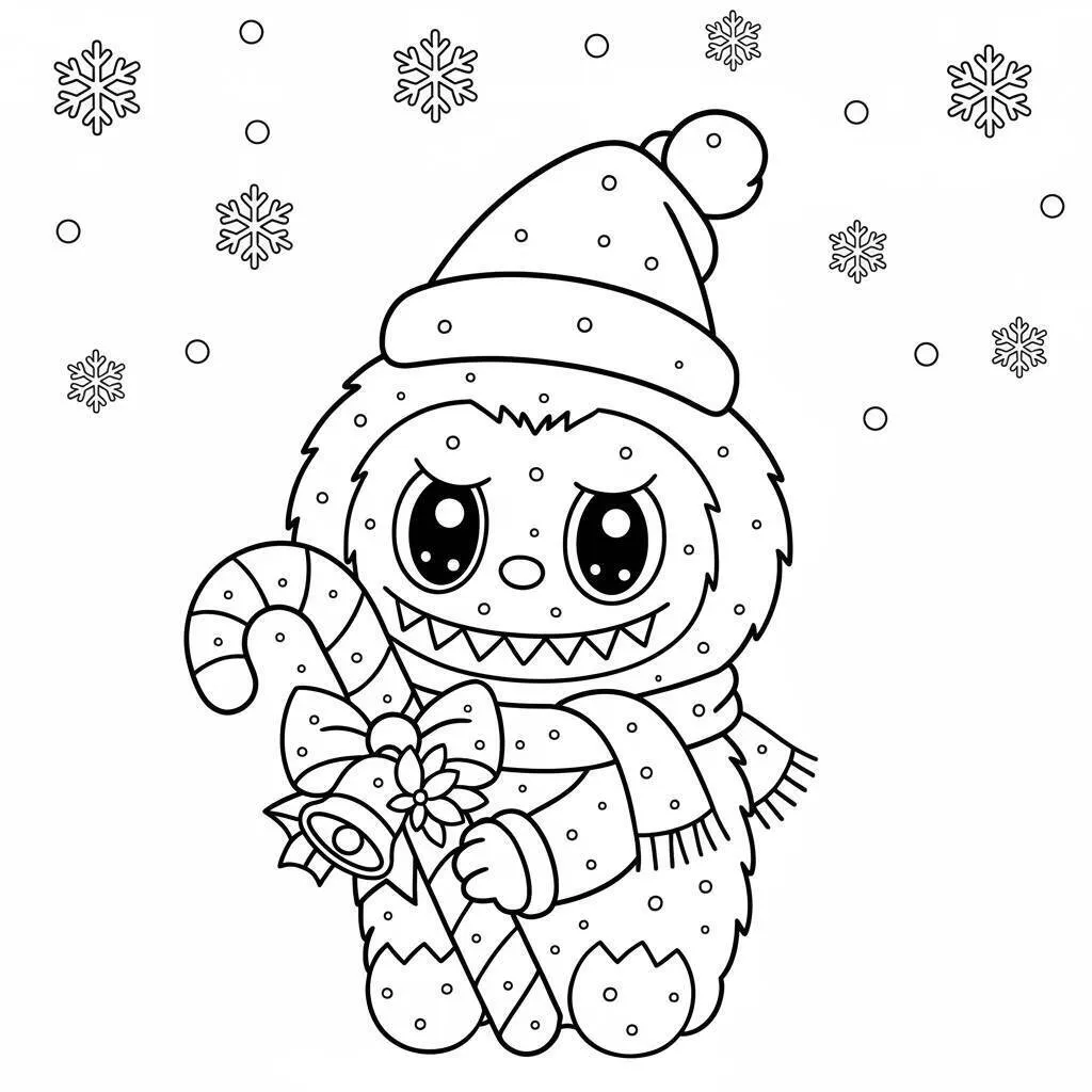 Desenho do Labubu Natalino para colorir