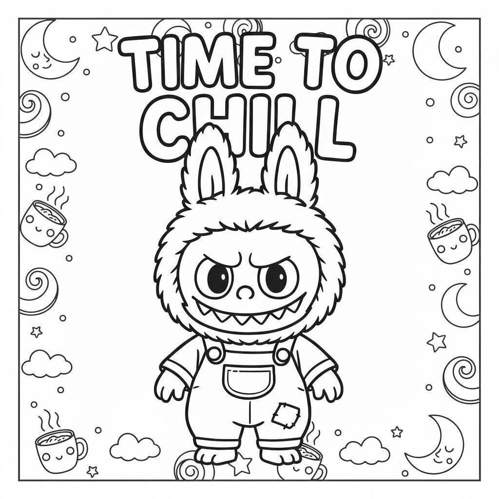 Desenho do Labubu Relaxando para colorir