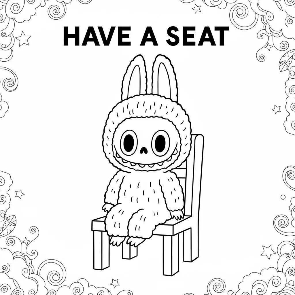 Desenho do Labubu Sentado para colorir