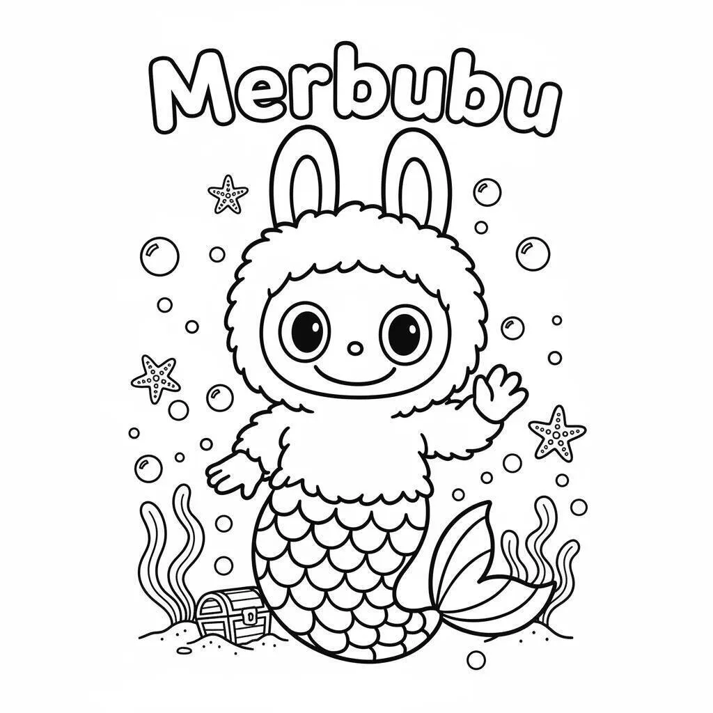 Desenho do Labubu Sereia para colorir