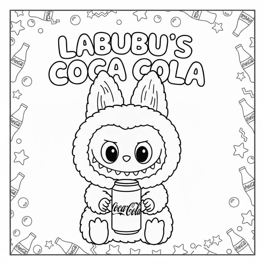 Desenho do Labubu com Coca Cola para colorir