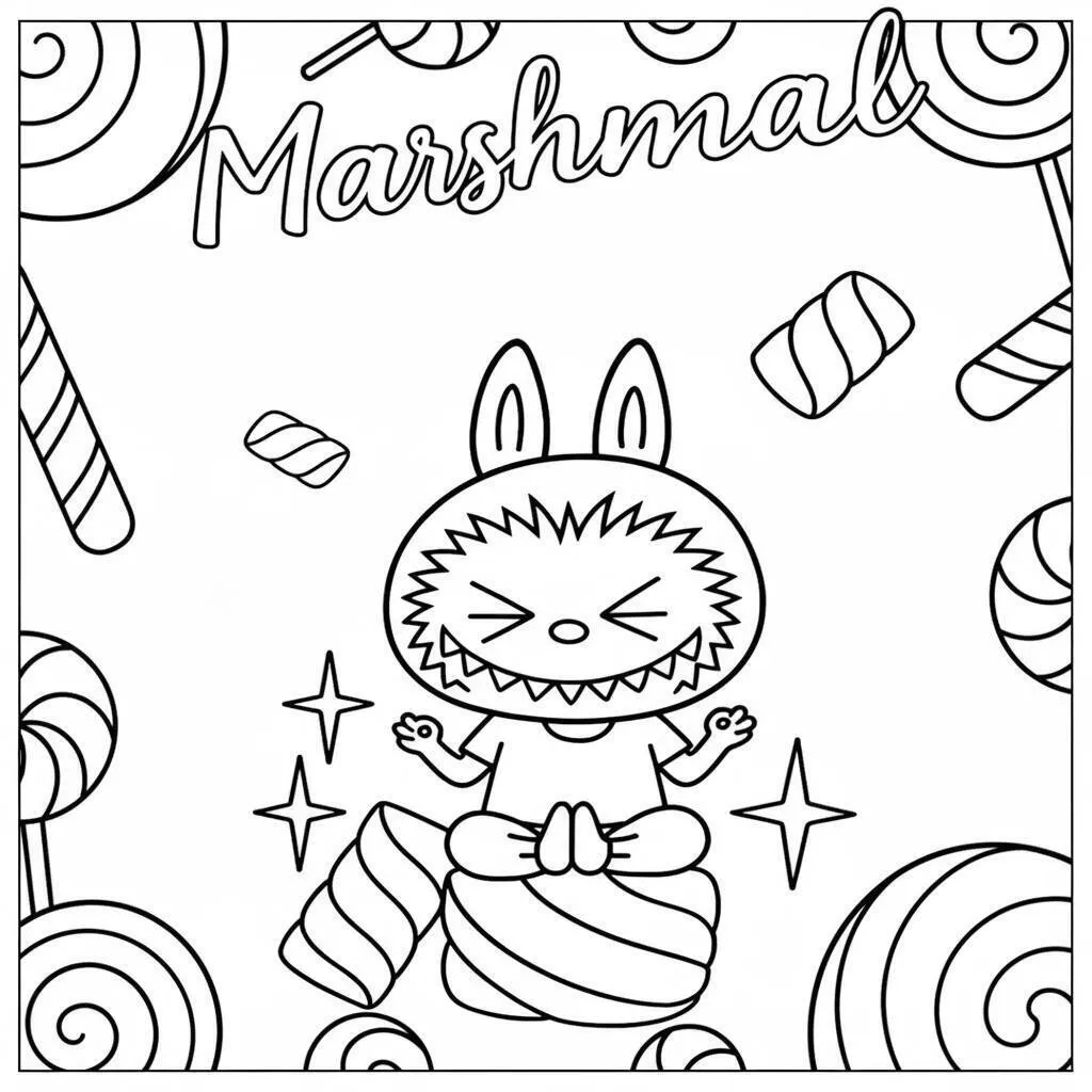 Desenho do Labubu com Doces para colorir